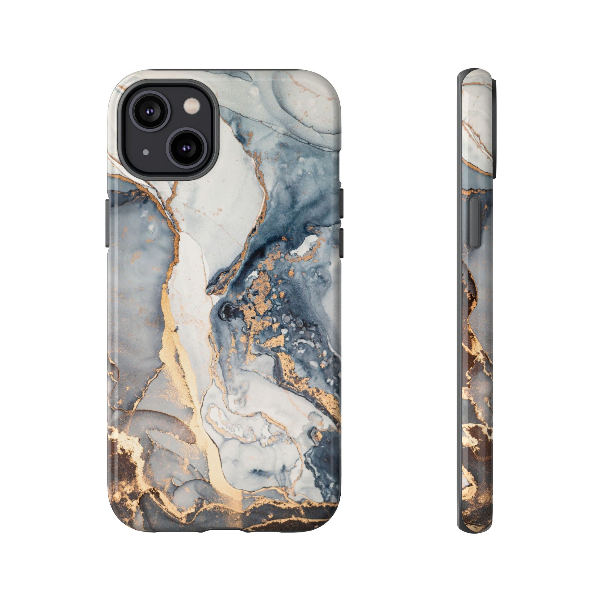 Blue Gold Marble Tough iPhone Case - MVB STUDIO STORE