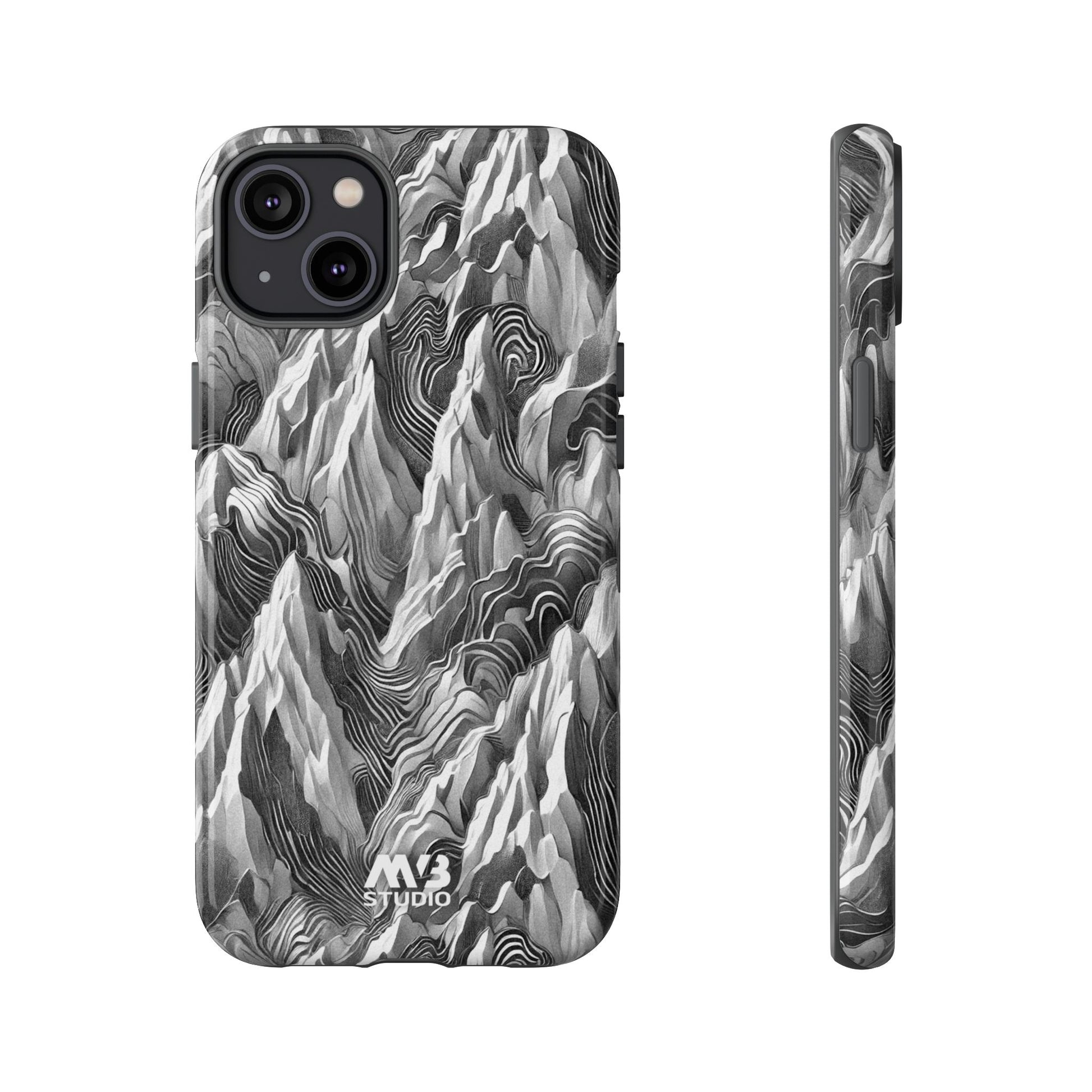 Grayscale Terrains Tough iPhone Case
