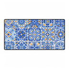 Blue Mediterranean Tile Desk Mat - Large Decorative Mousepad for Home Office