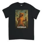 Black T-shirt with a cat design 