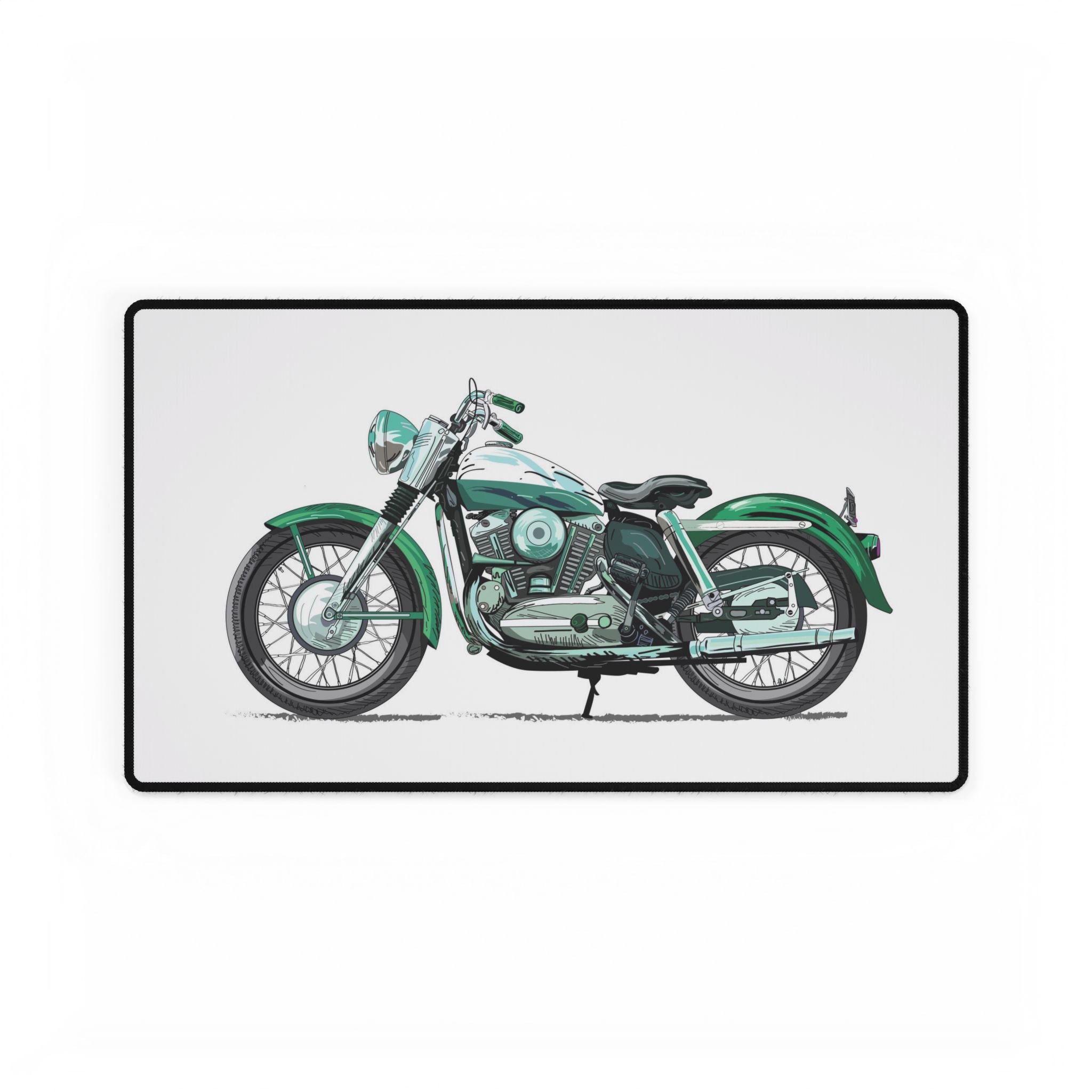 Green motorcycle on a white background