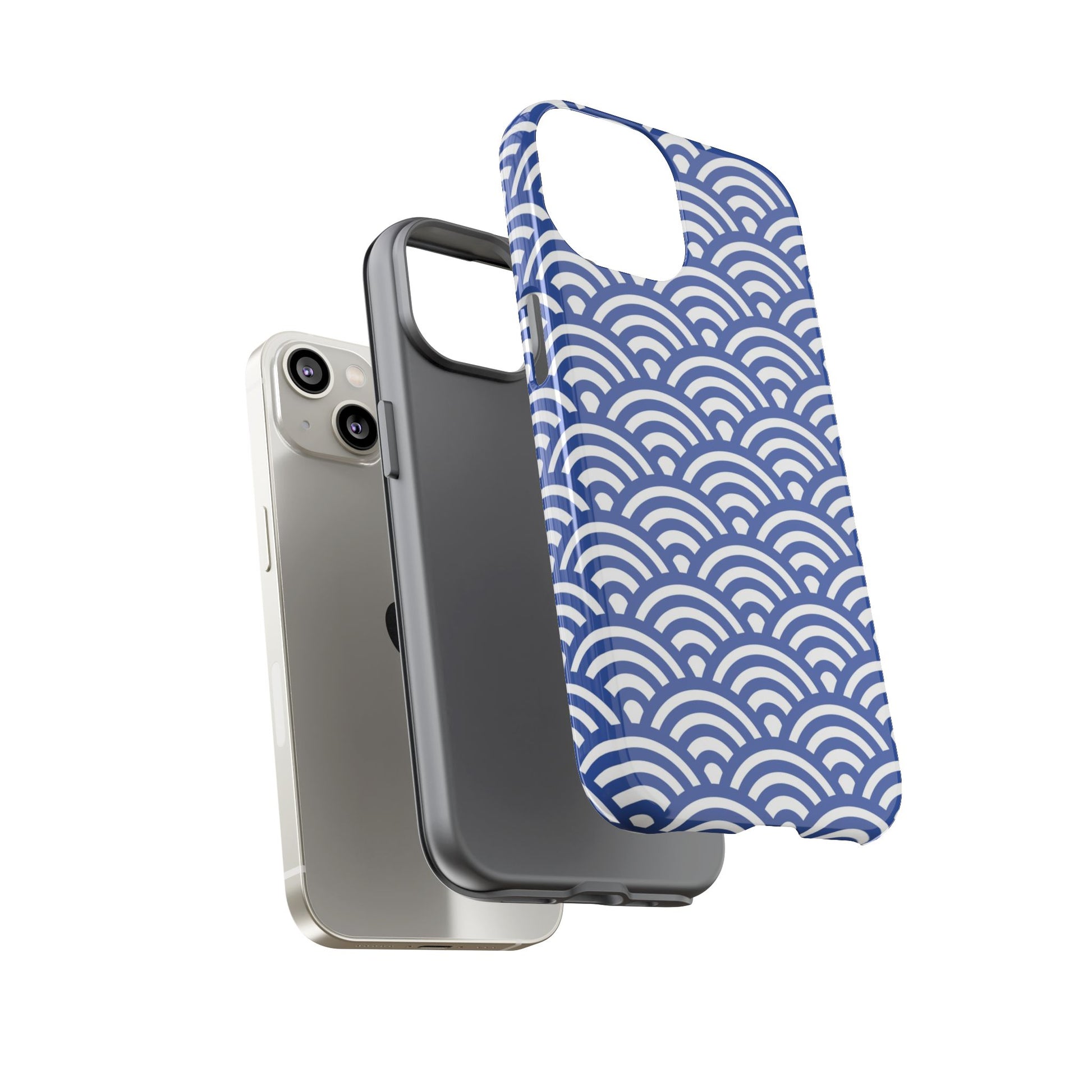 Blue Wave Pattern Tough Phone Case for iPhone 14 models