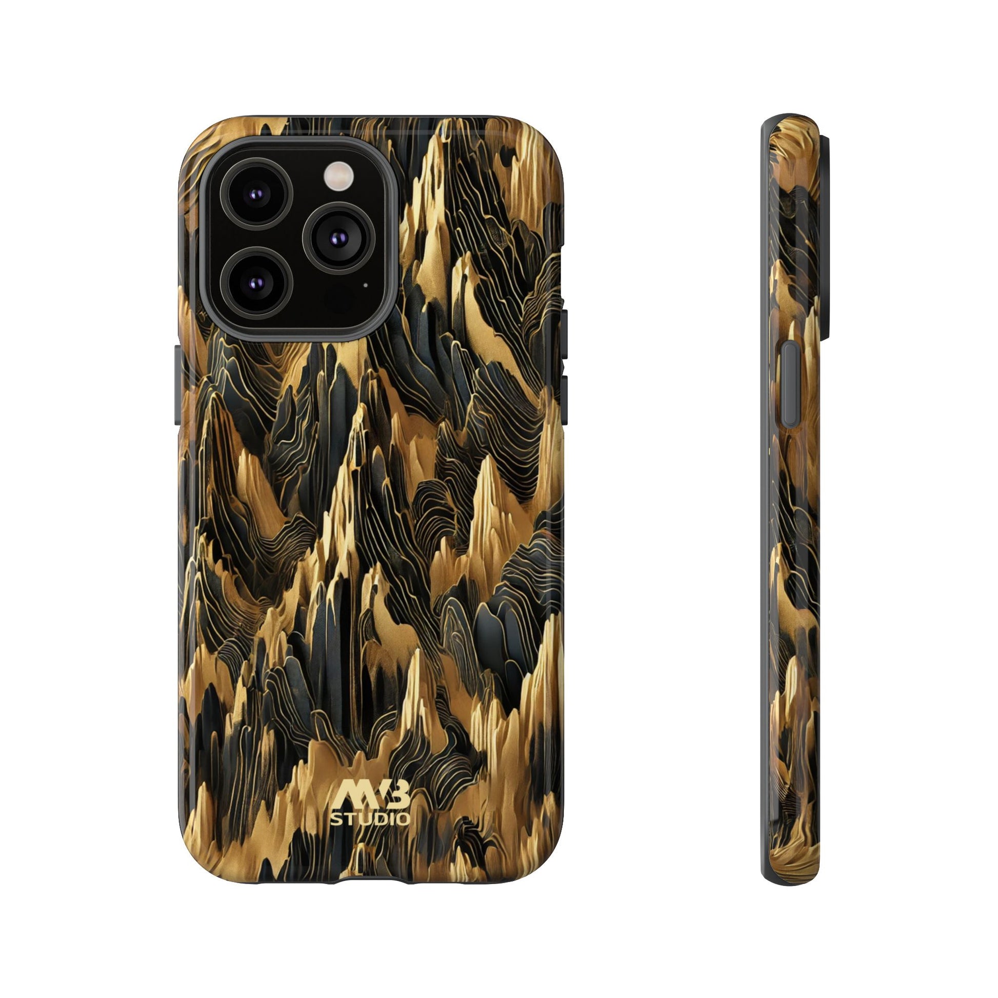 Black & Gold Terrains Tough iPhone Case