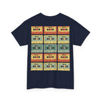 80's Jam Cassette Tape T-shirt featuring a retro cassette design on a navy background.