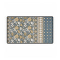 Vintage Floral Patchwork Desk Mat - Blue & Mustard Mousepad Desk Pad - MVB STUDIO STORE