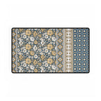 Vintage Floral Patchwork Desk Mat - Blue & Mustard Mousepad Desk Pad - MVB STUDIO STORE