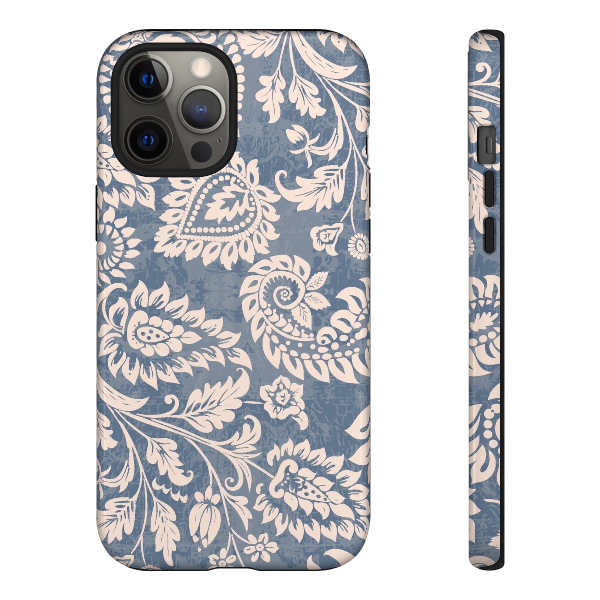 Blue Floral Pattern Tough iPhone Case - MVB STUDIO STORE