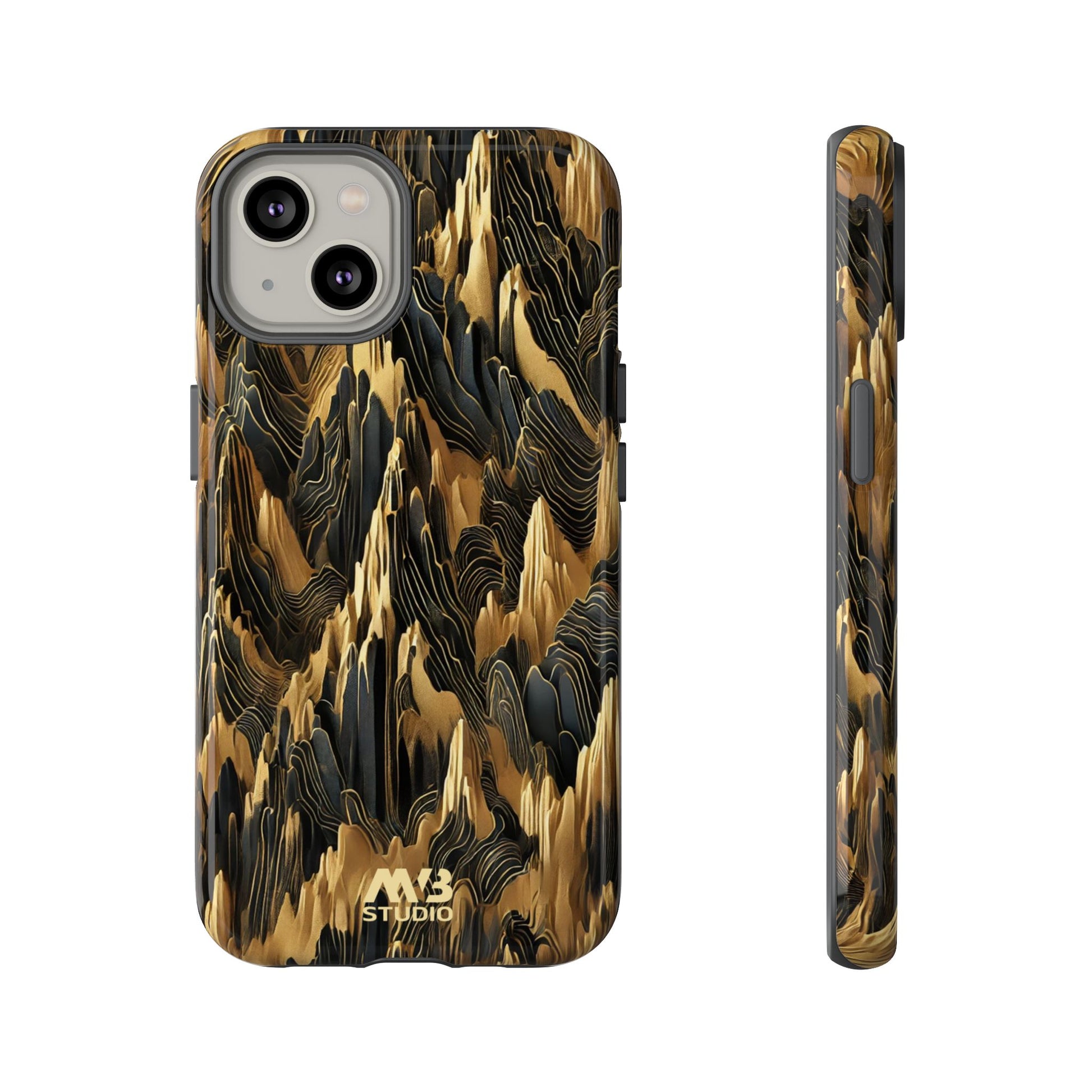 Black & Gold Terrains Tough iPhone Case
