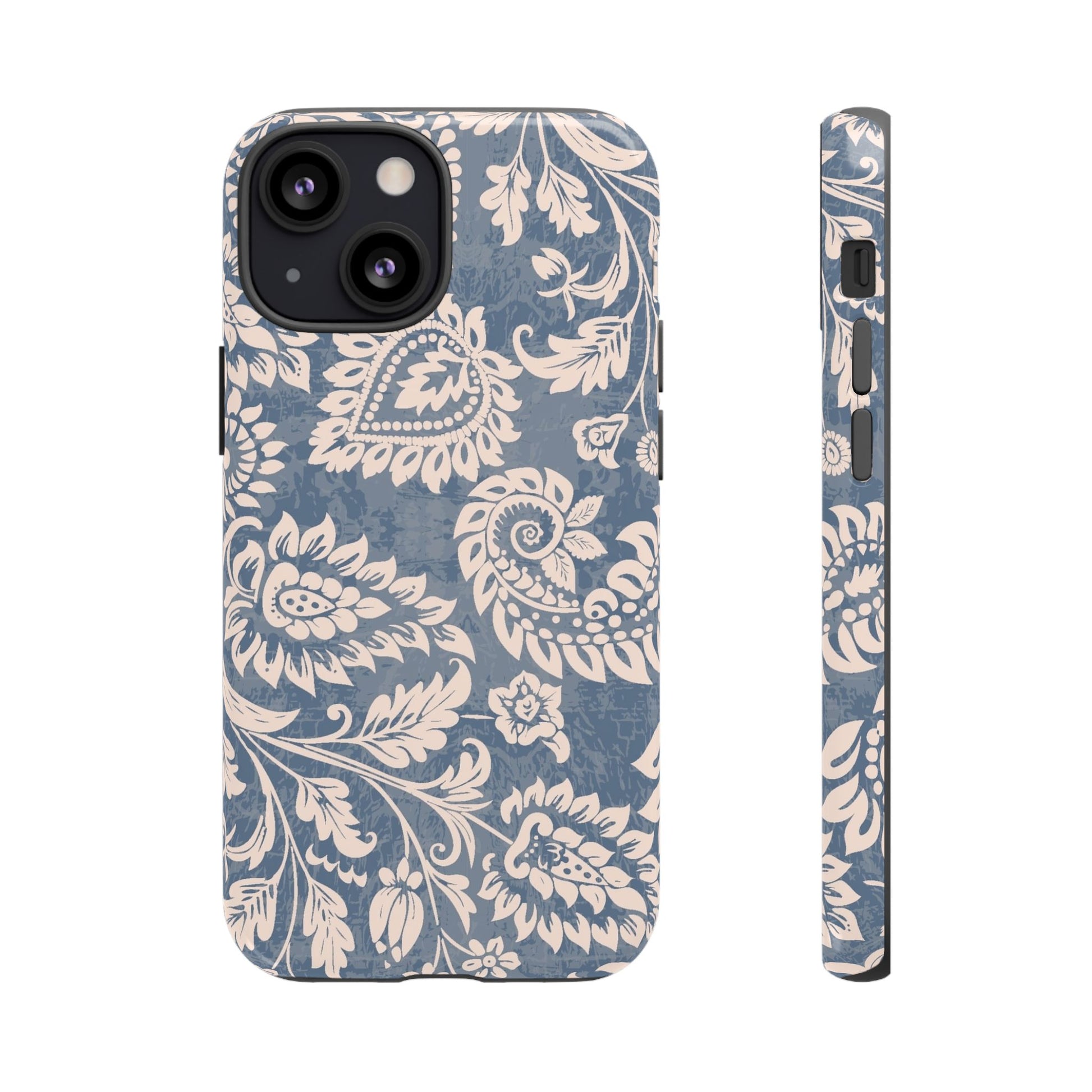 Blue Floral Pattern Tough Phone Case for iPhone 13 models