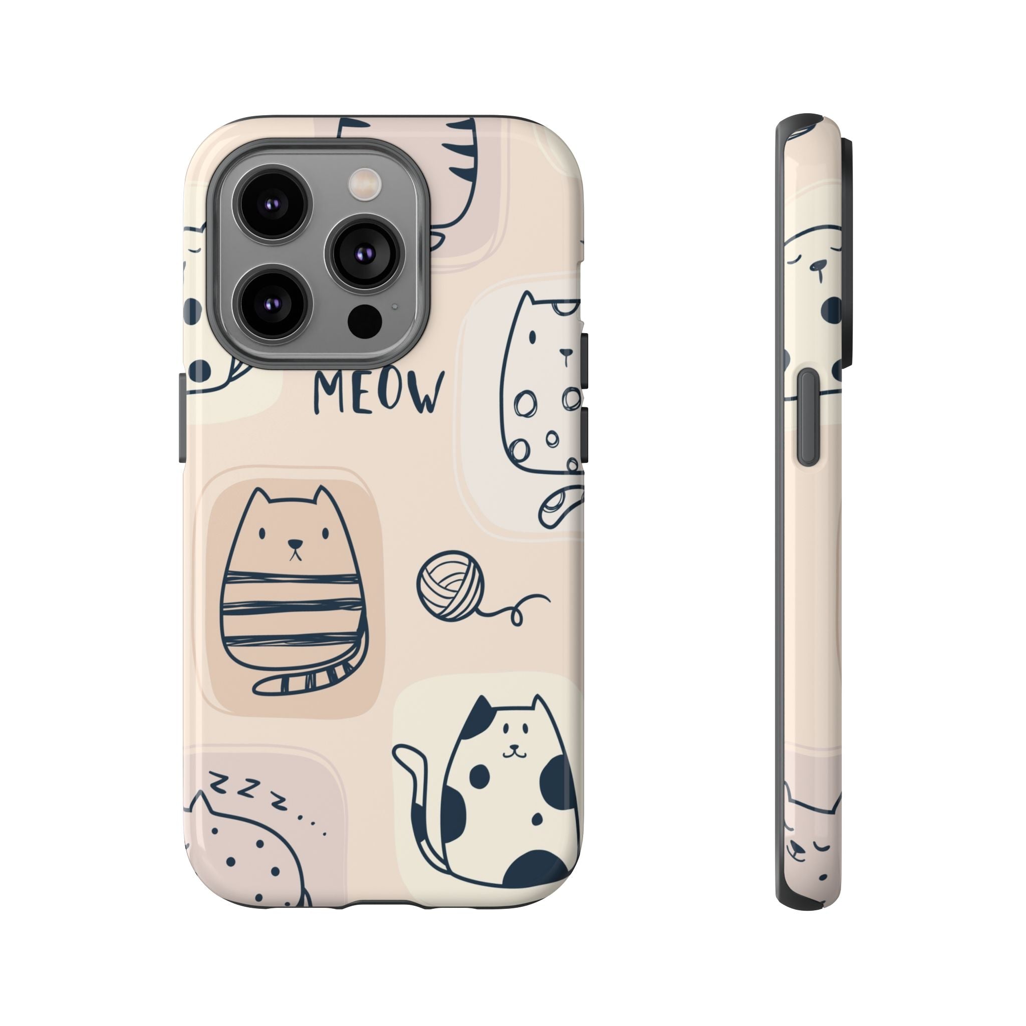 Cute Cat Drawings Tough iPhone Case - MVB STUDIO STORE