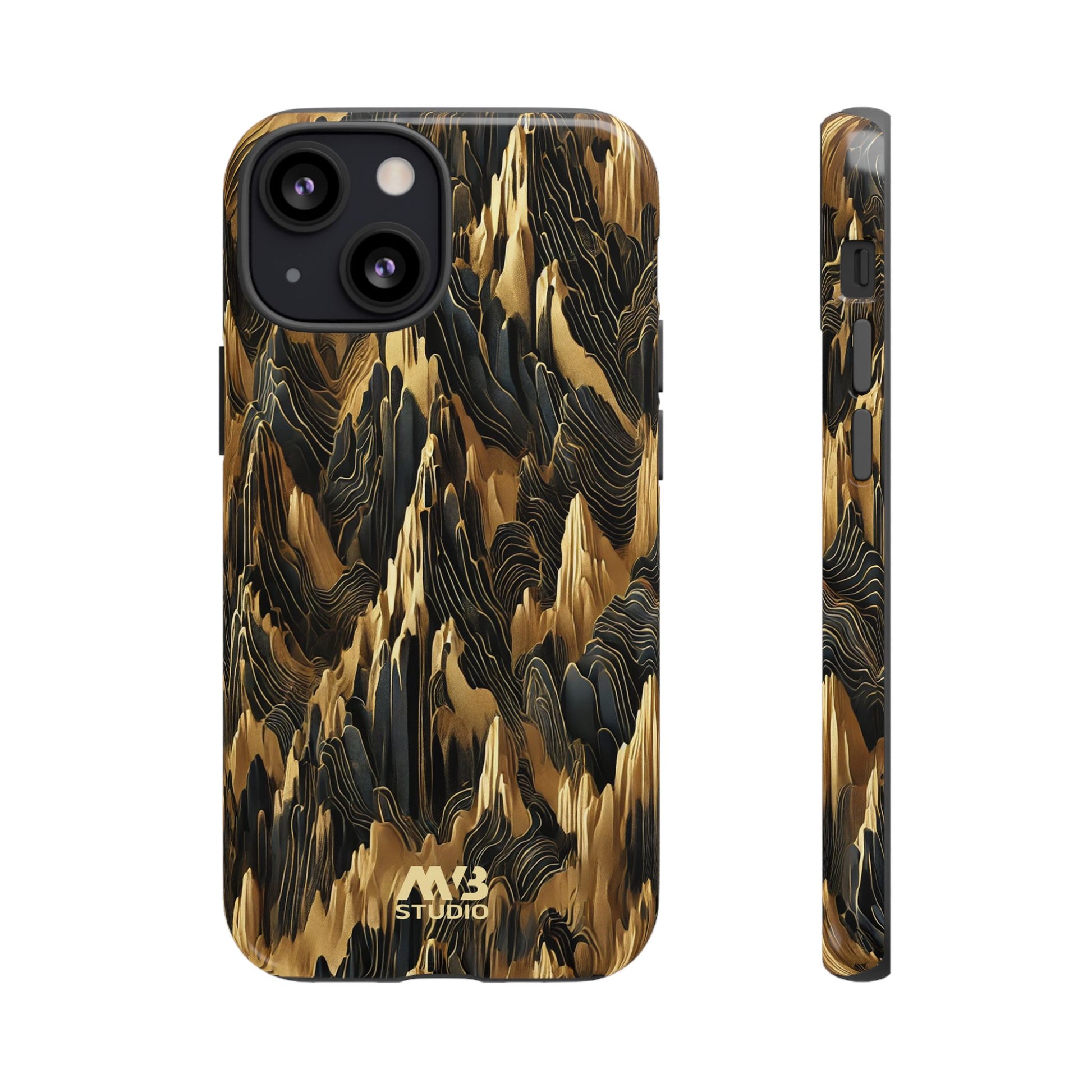 Black & Gold Terrains Tough iPhone Case