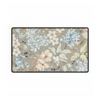 Vintage Floral Desk Mat - Neutral Hydrangea & Blossom Mouse Pad - MVB STUDIO STORE
