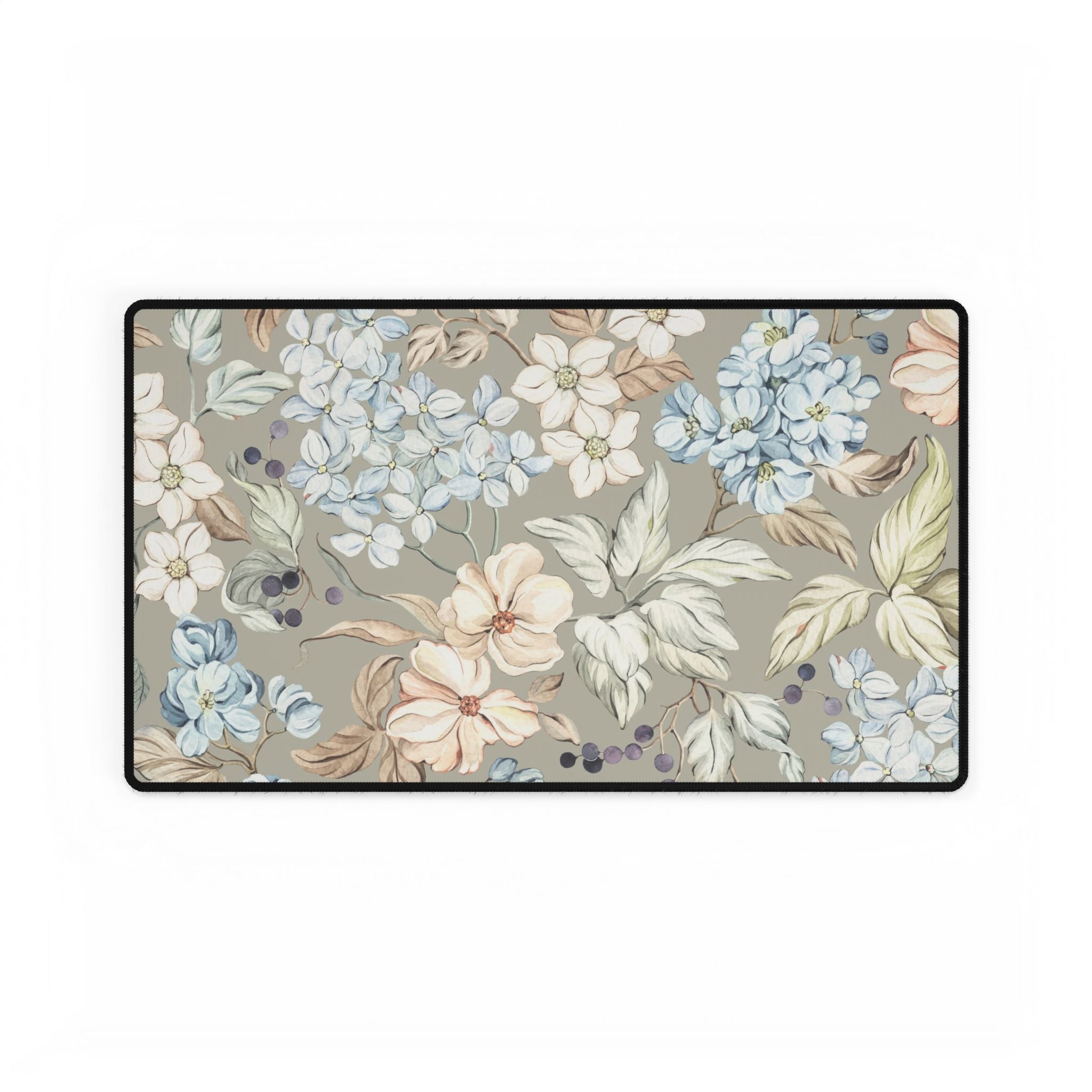 Vintage Floral Desk Mat - Neutral Hydrangea & Blossom Mouse Pad
