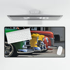 Computer monitor with a colourful car design on the screen