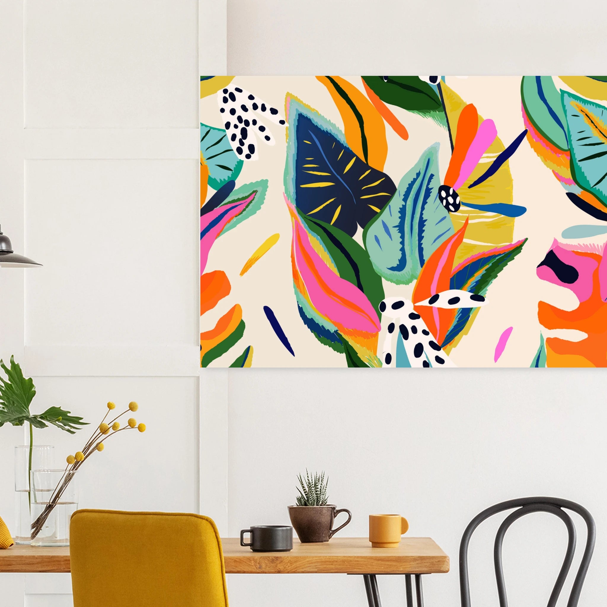 Abstract Flowers Poster mounted on the wall.