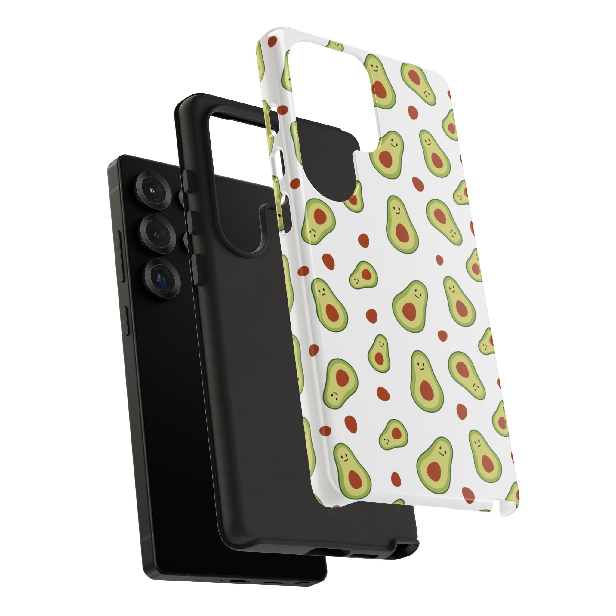 Avocado Cute Cartoon Tough Phone Case for Samsung Galaxy phones with avocado pattern on a white background