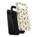 Avocado Cute Cartoon Tough Phone Case for Google Pixel phones with avocado pattern on a white background