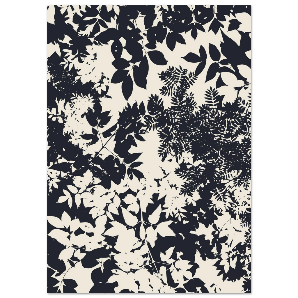 Navy and white floral patterned rug on a plain background