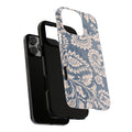 Blue Floral Pattern Tough Phone Case with floral pattern on a white background