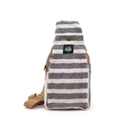 Body Cross Eco-friendly Bag Natural Cotton -  Black and white striped sling bag with a visible brand logo on a white background