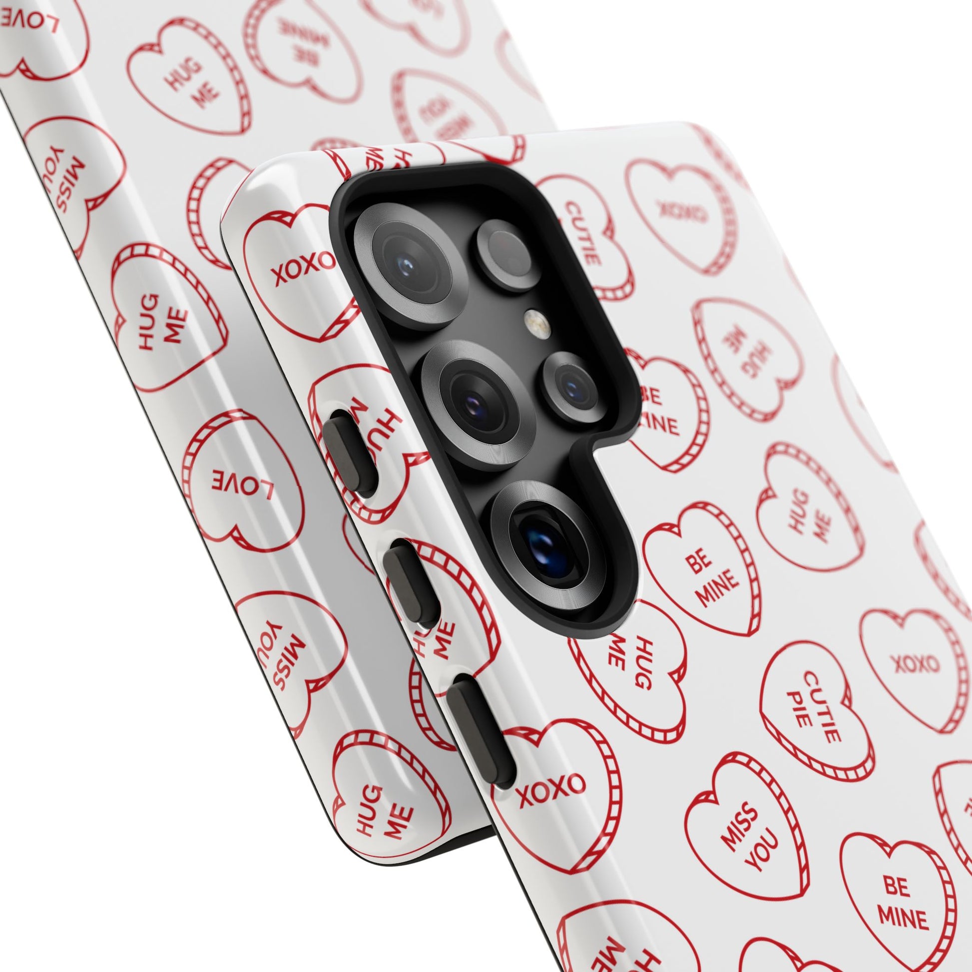 Conversional Hearts Tough Samsung Galaxy S25 Ultra Phone Case with red hearts and lines