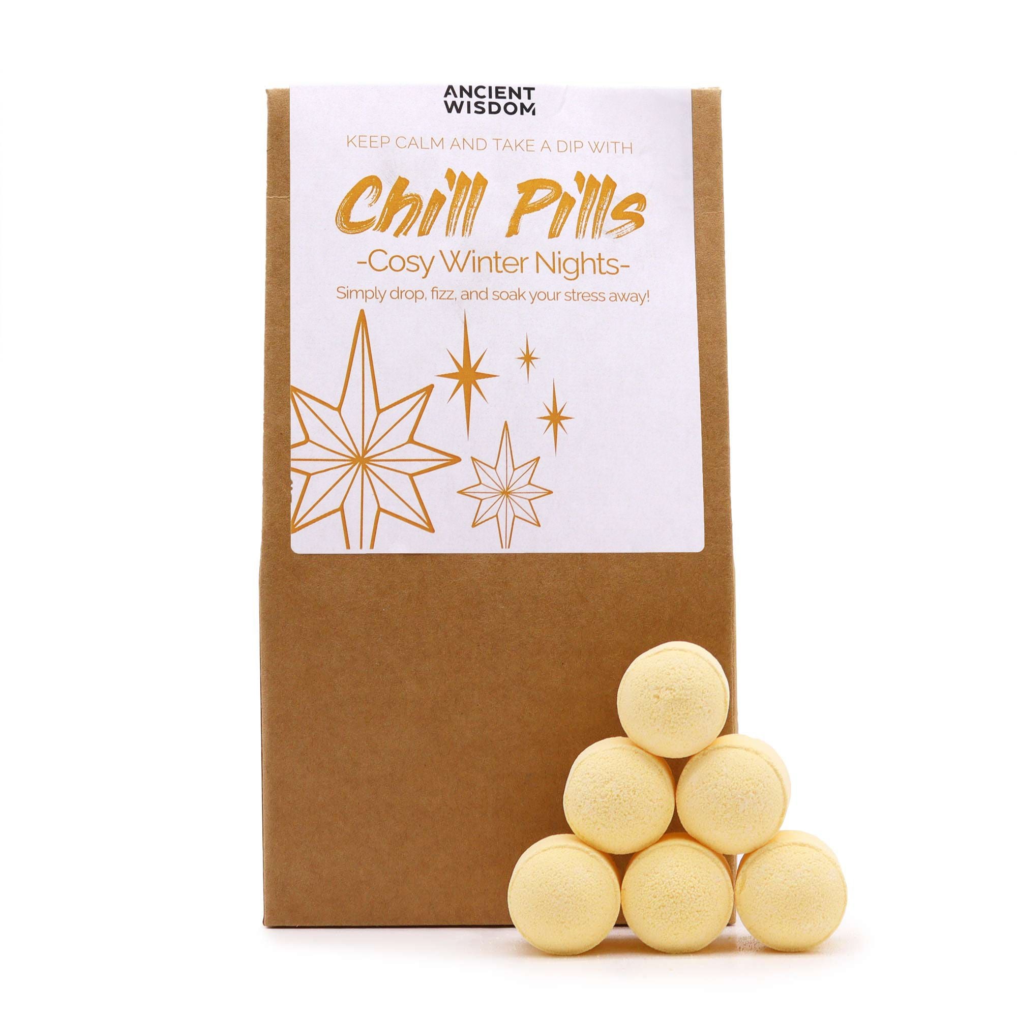 Pack of 'Chill Pills' with decorative packaging on a white background