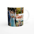 Mug with a collage of family photos on a white background