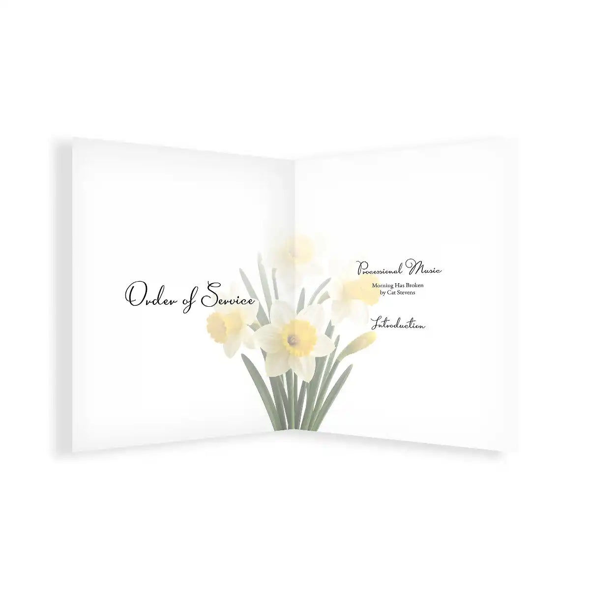 Order of Service card with yellow flowers on a white background by MVB STUDIO