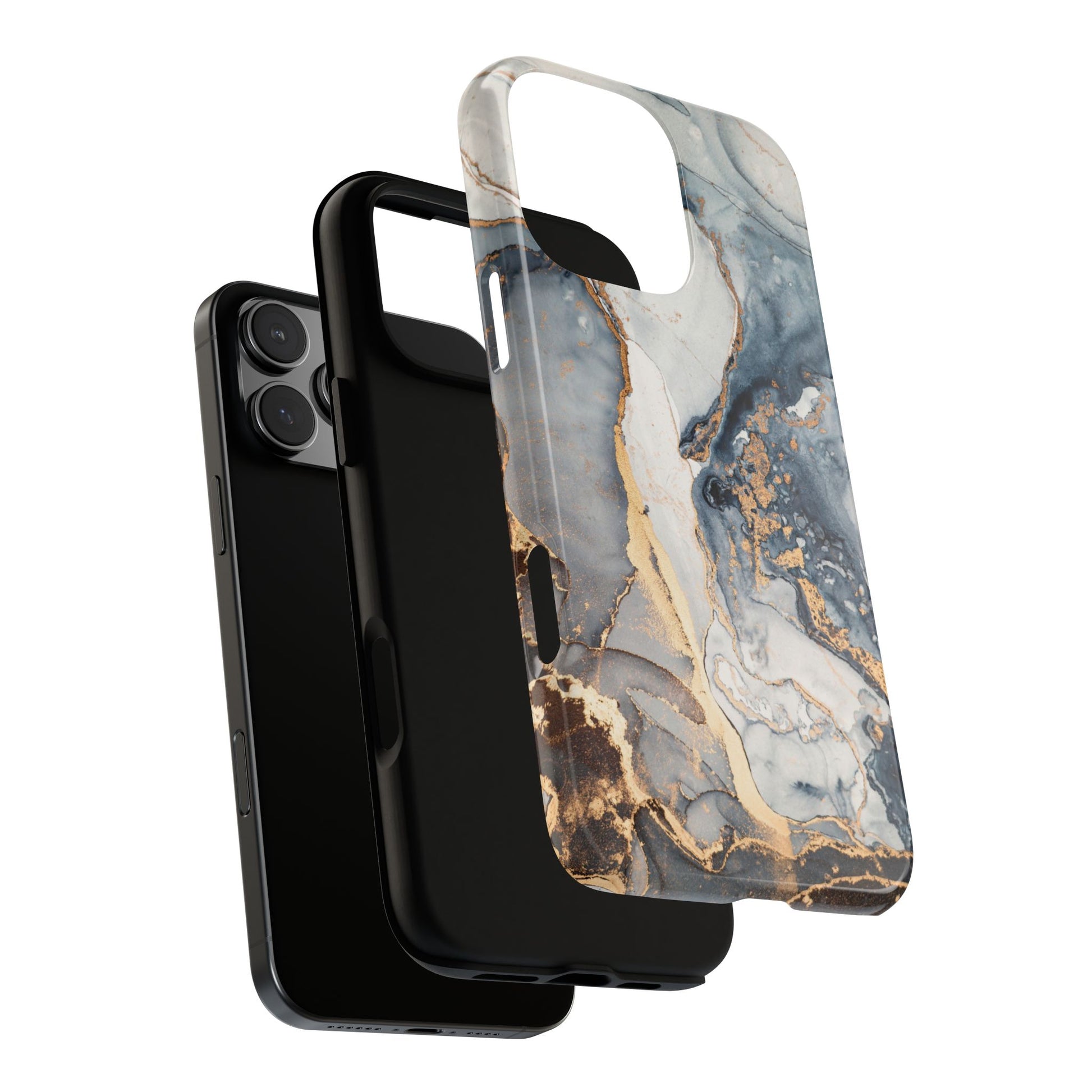 Phone case with marble design on a white background