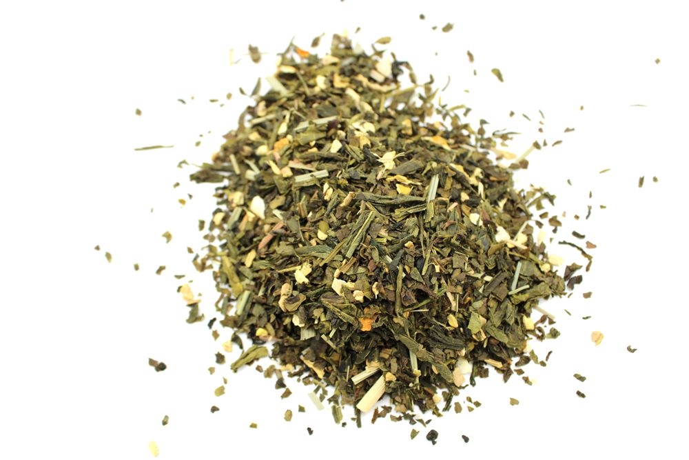 Dry Eco Classic Green Tea with Lemon and Ginger 1Kg a white background