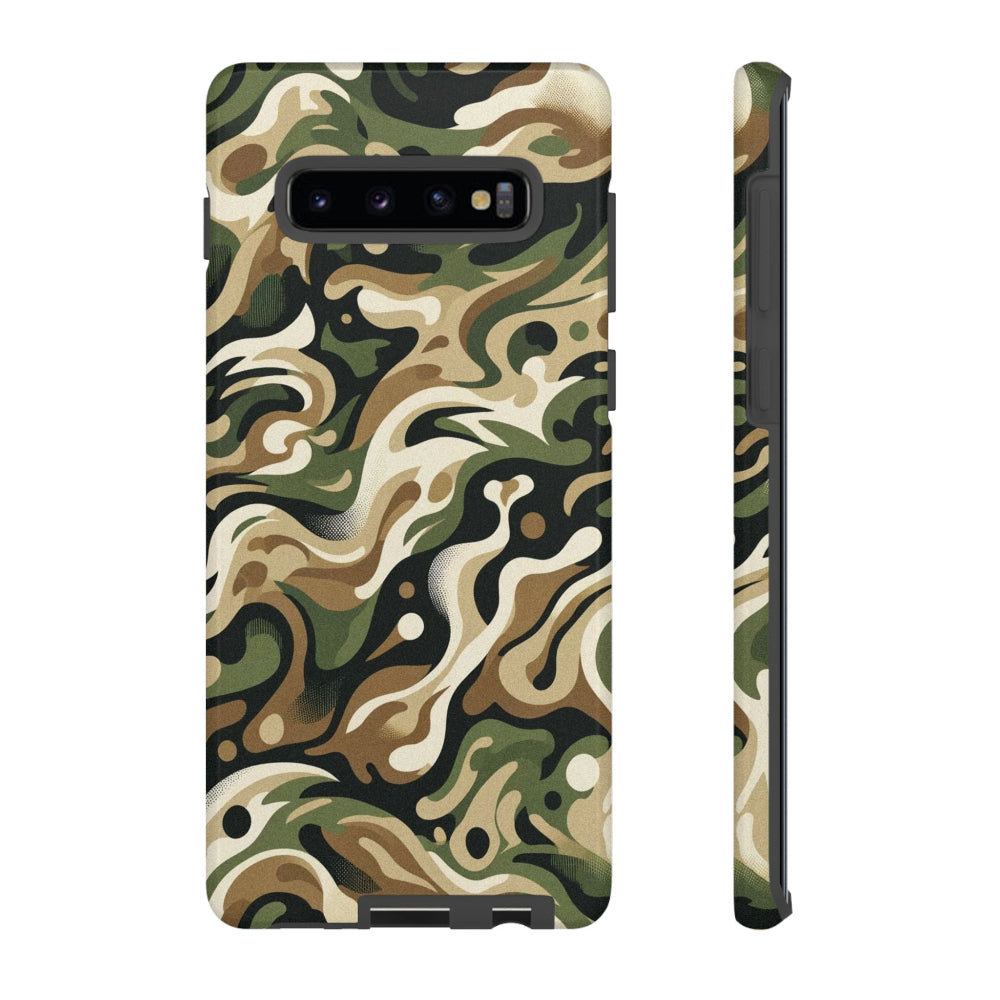 Green Camo Tough Samsung Galaxy S10 Phone Case camouflage-patterned phone case on a white background from MVB STUDIO official store
