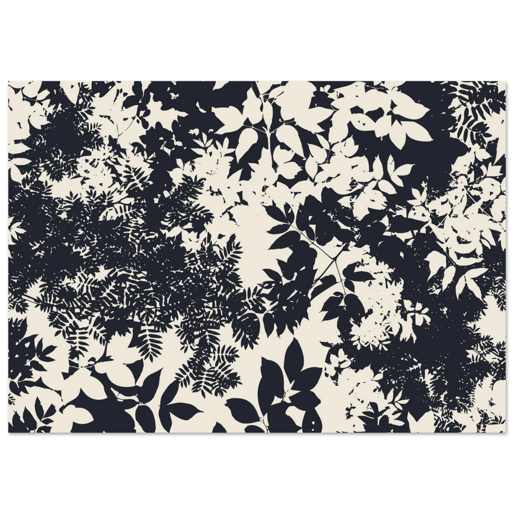 Navy floral pattern on a white background