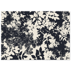 Navy floral pattern on a white background