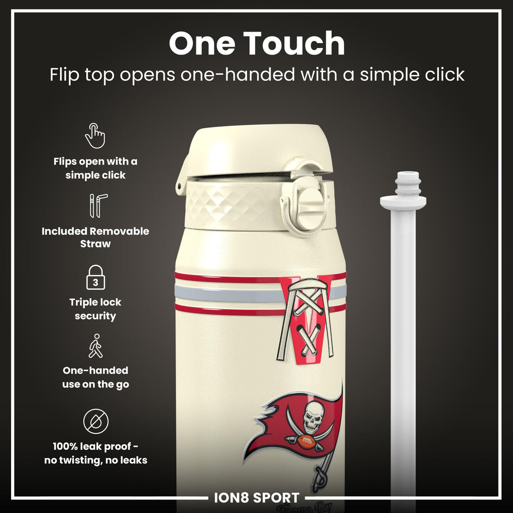 NFL x ION8 Insulated Steel Water Bottle, NFL Buccaneers, 750ml (24oz)