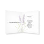 Order of Service card with lavender design on a white background by MVB STUDIO