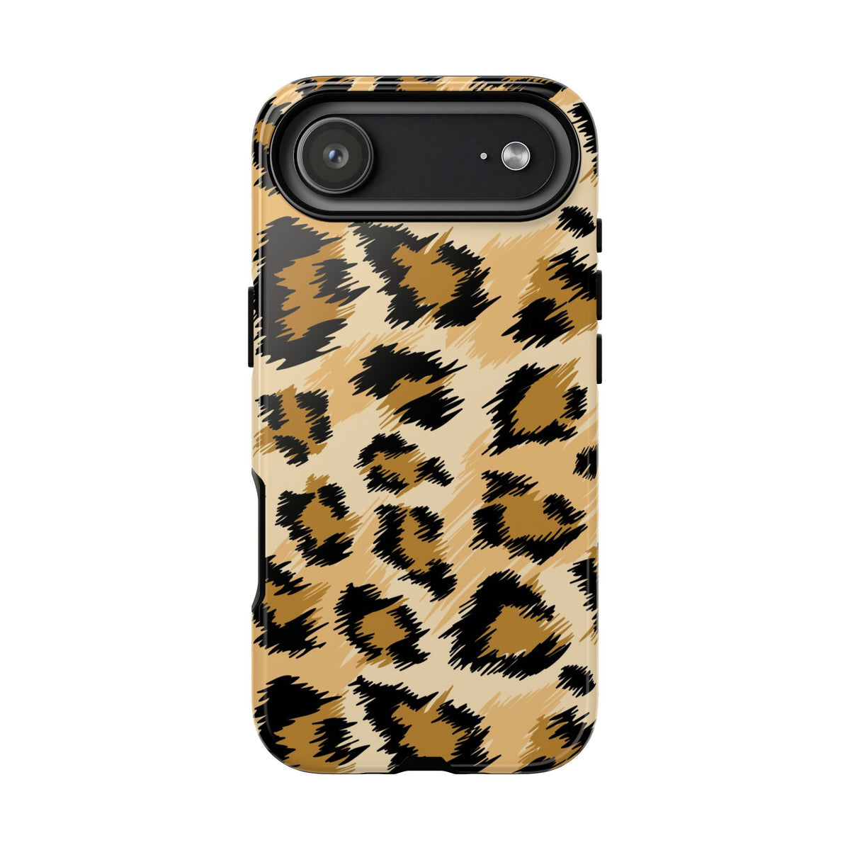 Leopard Print Tough iPhone 17 Air Case featuring animal print design with yellow, black and other neutral patterns.