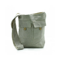 Light gray shoulder bag with two pockets on a white background