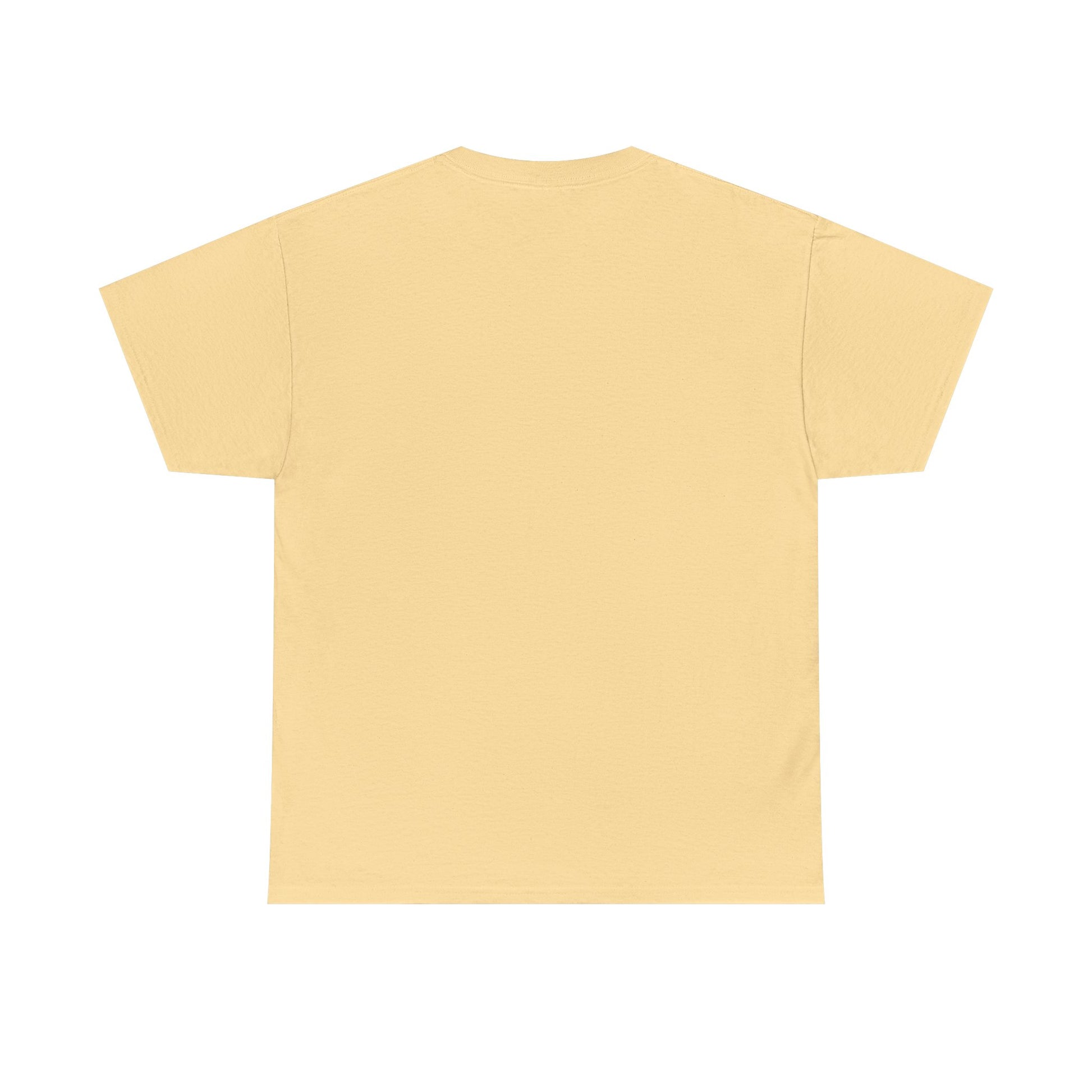 The back of OSAKA JAPAN T-shirt plain yellow t-shirt on a white background