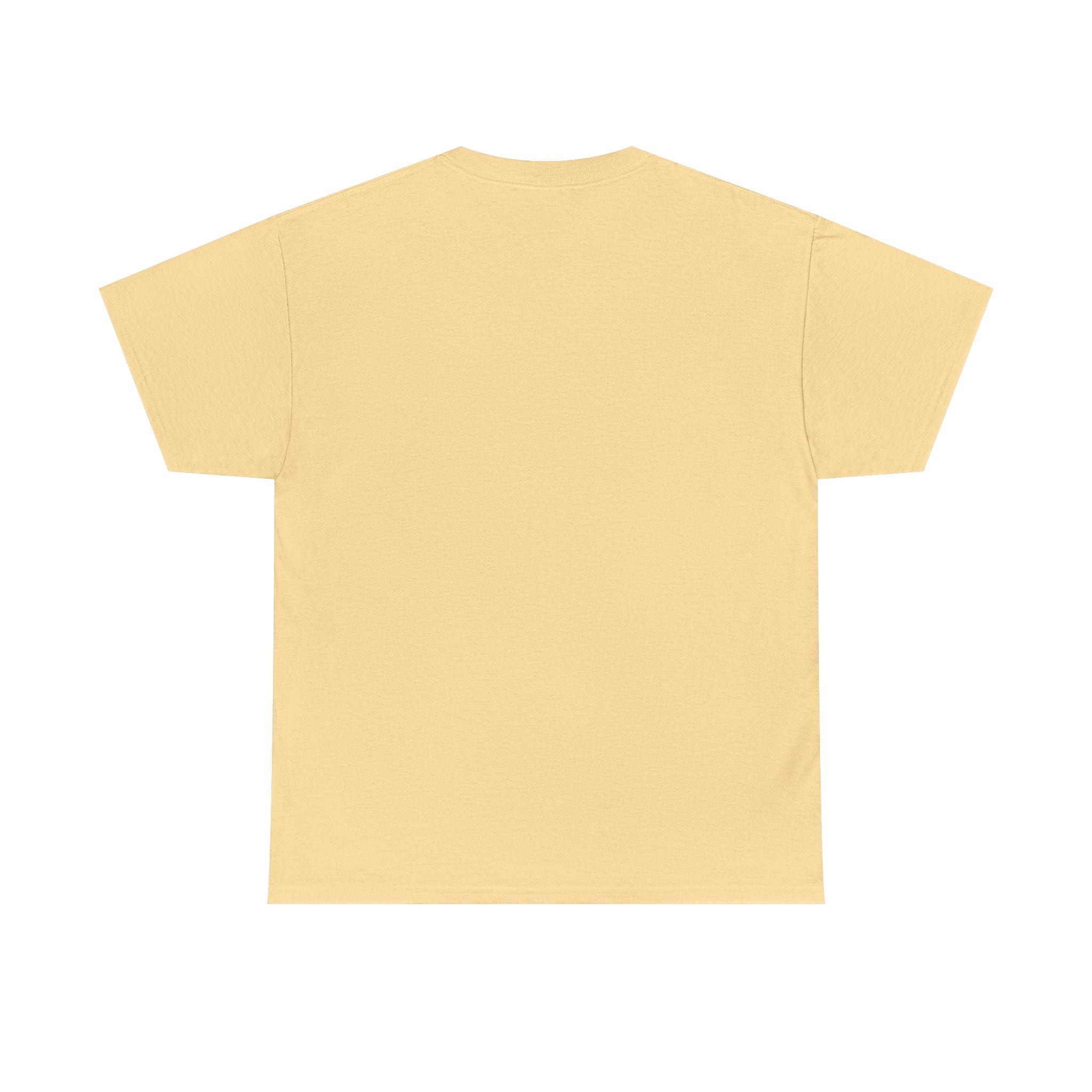 The back of OSAKA JAPAN T-shirt plain yellow t-shirt on a white background
