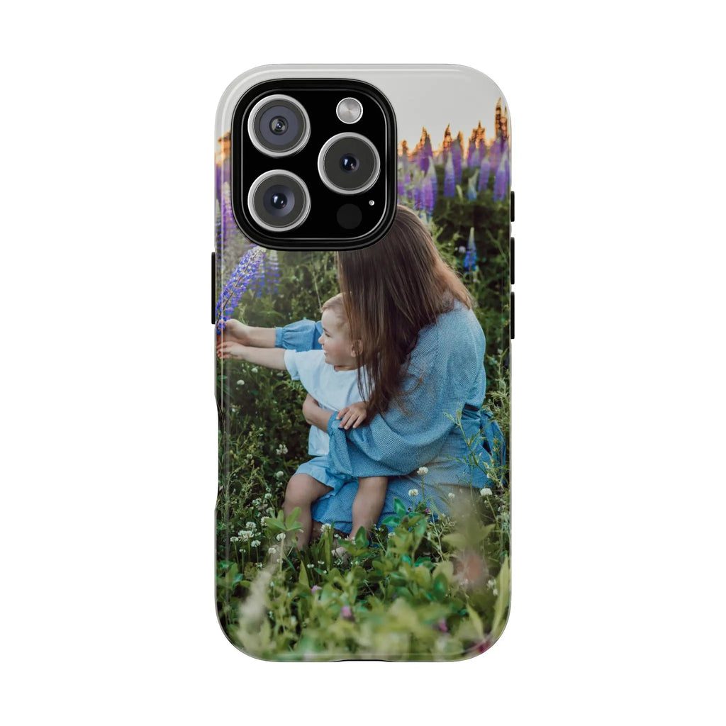 Add Your Photo Tough Case iPhone 16 Pro Max Layers picking lavender outside