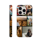 Personalised iPhone 15 Pro Tough Case with a collage of various photos on a white background