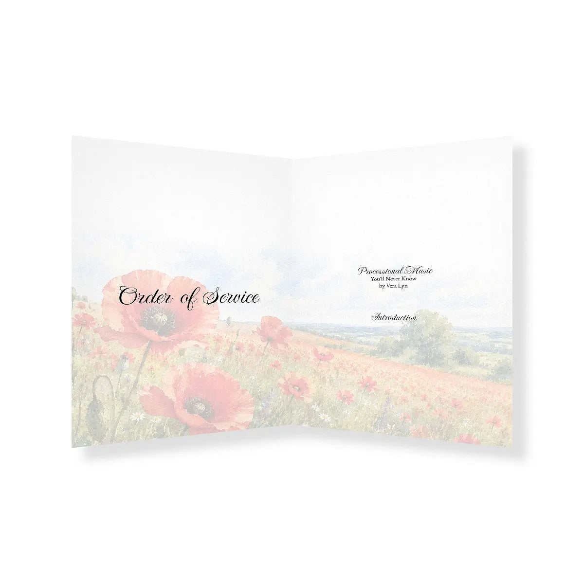 Order of Service card with floral design on a white background by MVB STUDIO