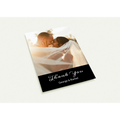 Greeting card with a couple kissing and 'Thank You George & Rachel' text on a white background
