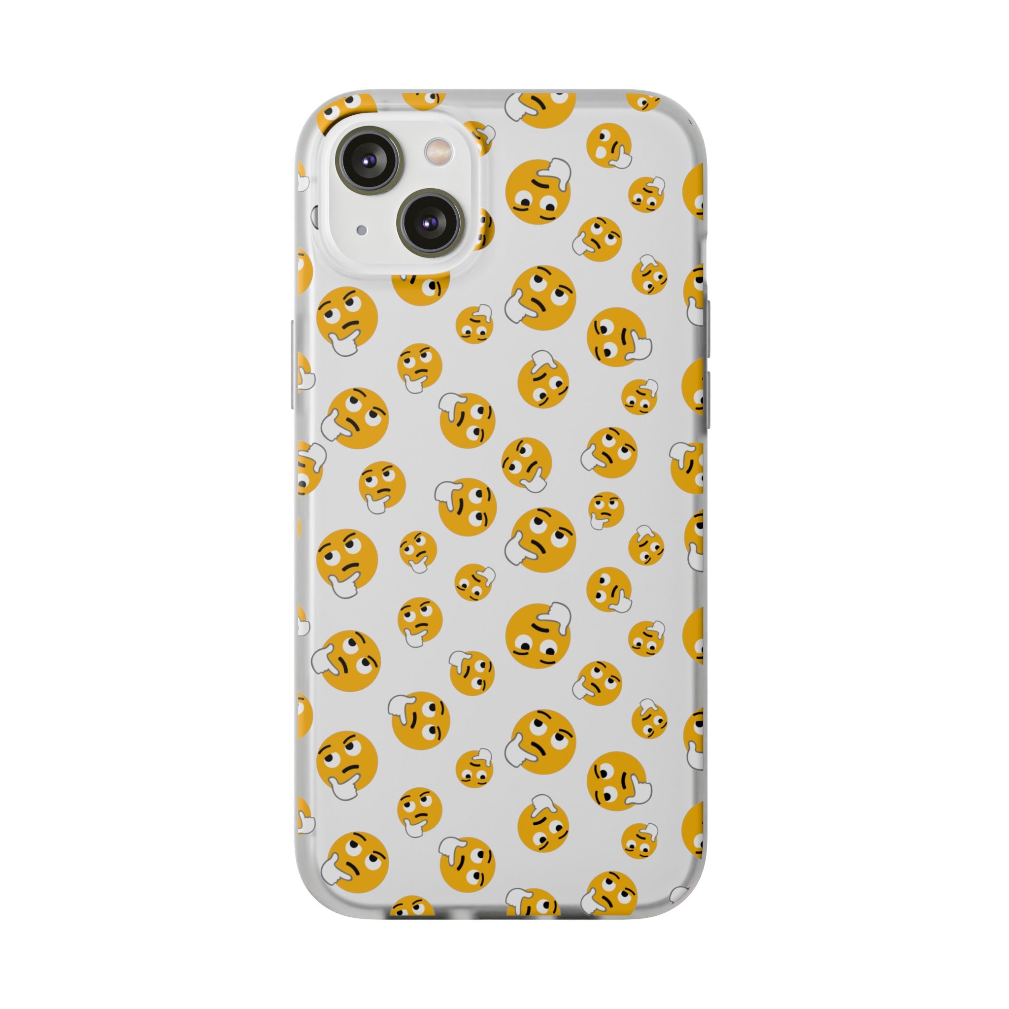 Thinking Emoji Buzz Soft Flexi Case for iPhone 14 Plus with yellow emoji icons