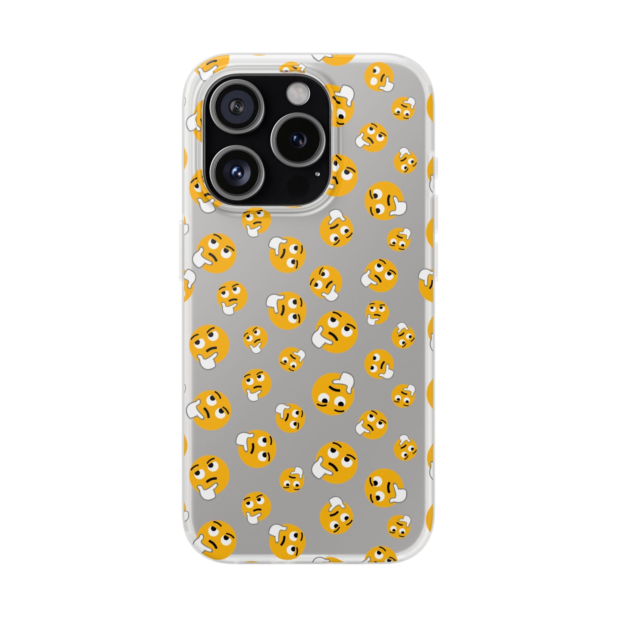 Thinking Emoji Buzz Soft Flexi Case for iPhone 15 Pro Max with emoticon patterns