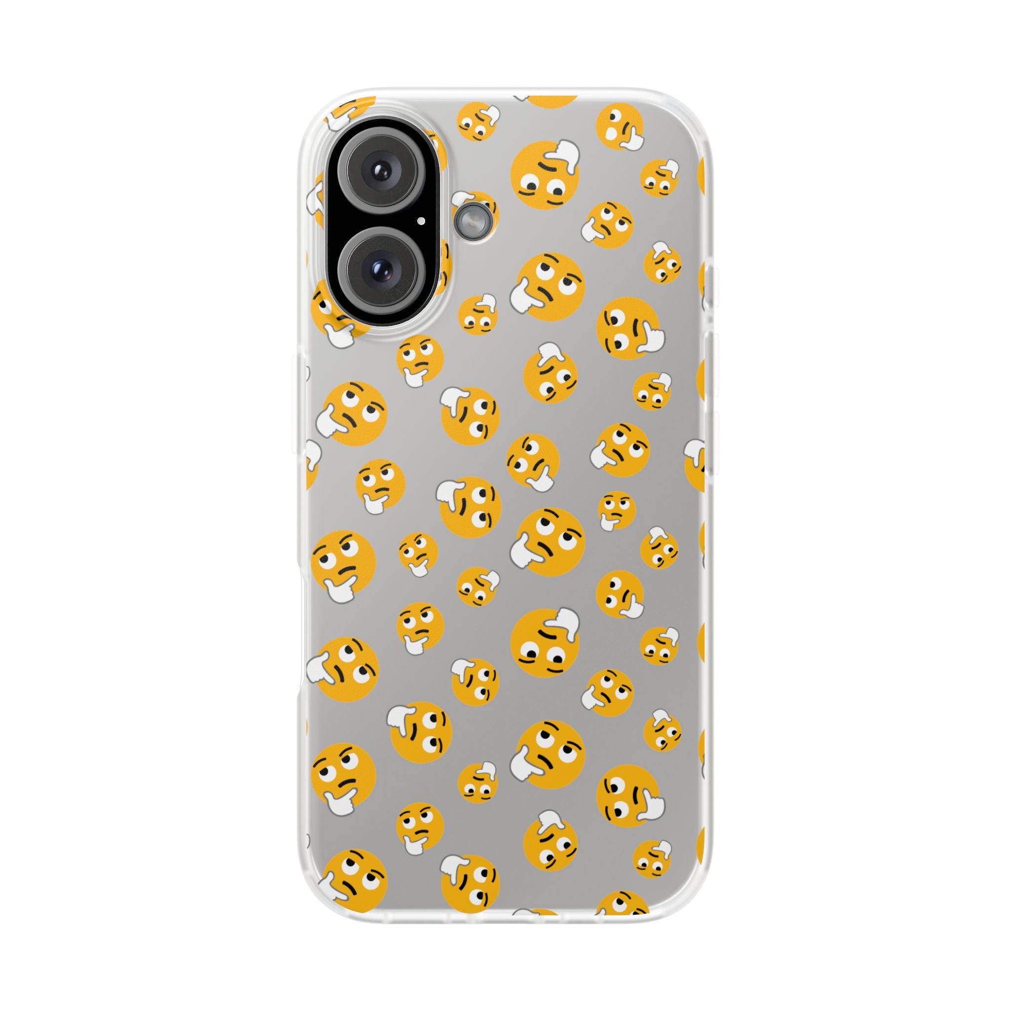 Thinking Emoji Buzz Soft Flexi Case for iPhone 16 Plus yellow pattern