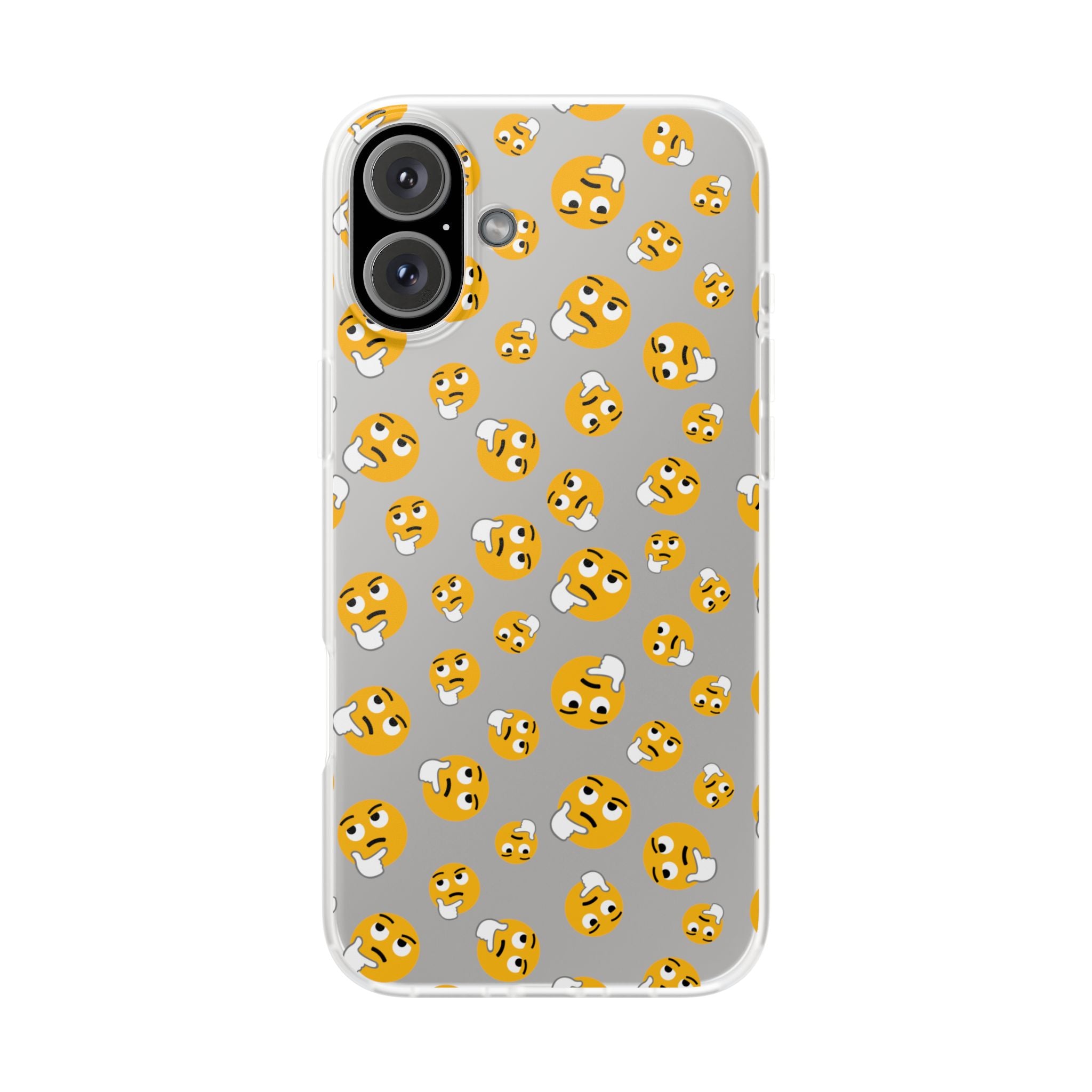 Thinking Emoji Buzz Soft Flexi Case for iPhone 16 Plus yellow patterns