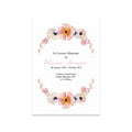 Memorial card with floral design and text on a white background by MVB STUDIO