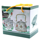 Gift bag with teapot and cup design on a white background