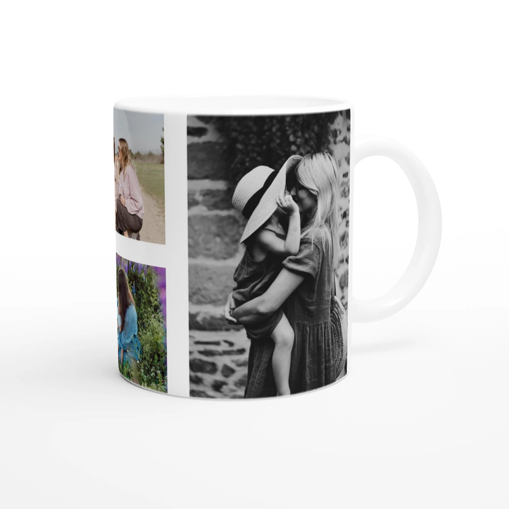 Mug with a collage of photos on a white background